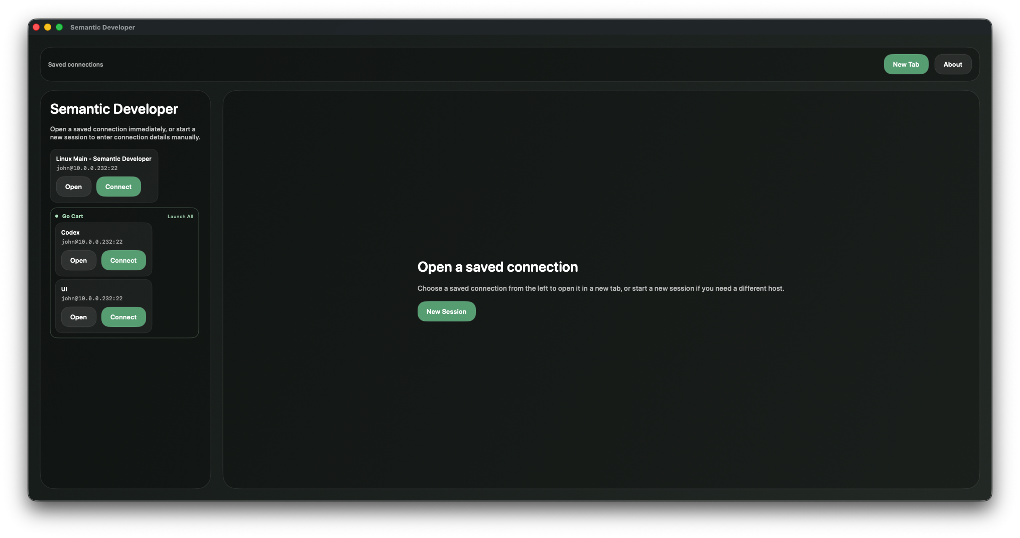 Semantic Developer launcher on macOS