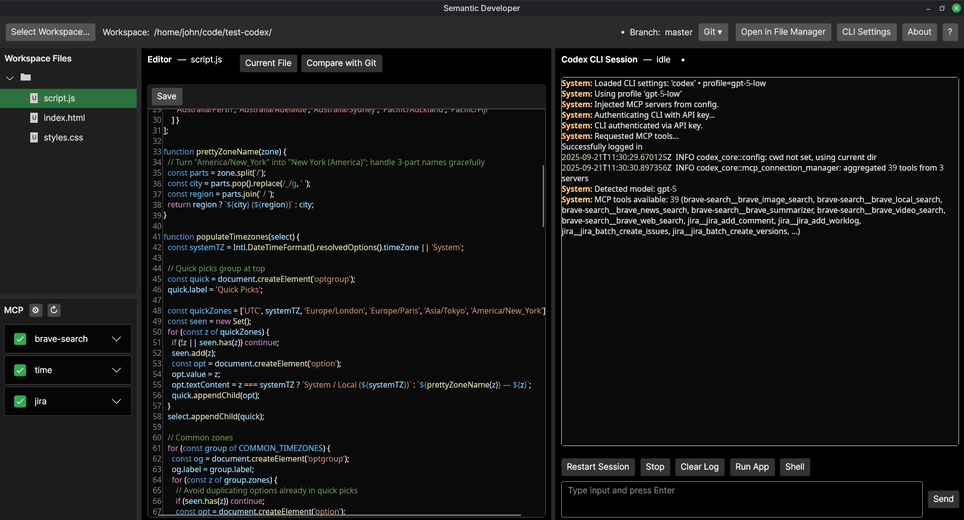 SemanticDeveloper app screenshot